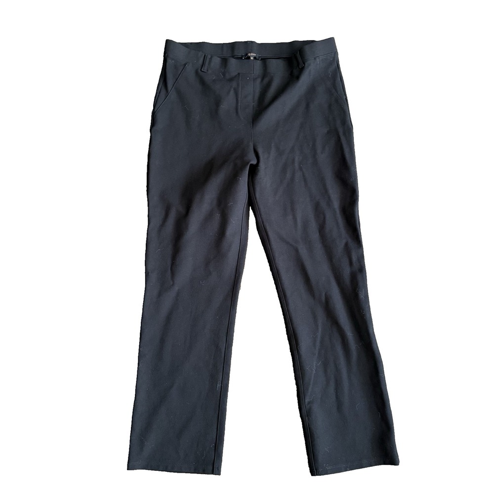 Quince Ultra Stretch Ponte Straight Leg Pant Women XL Petite Black Elastic Waist
